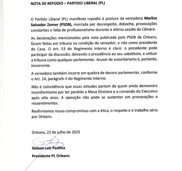  Nota de Repúdio: PL de Orleans